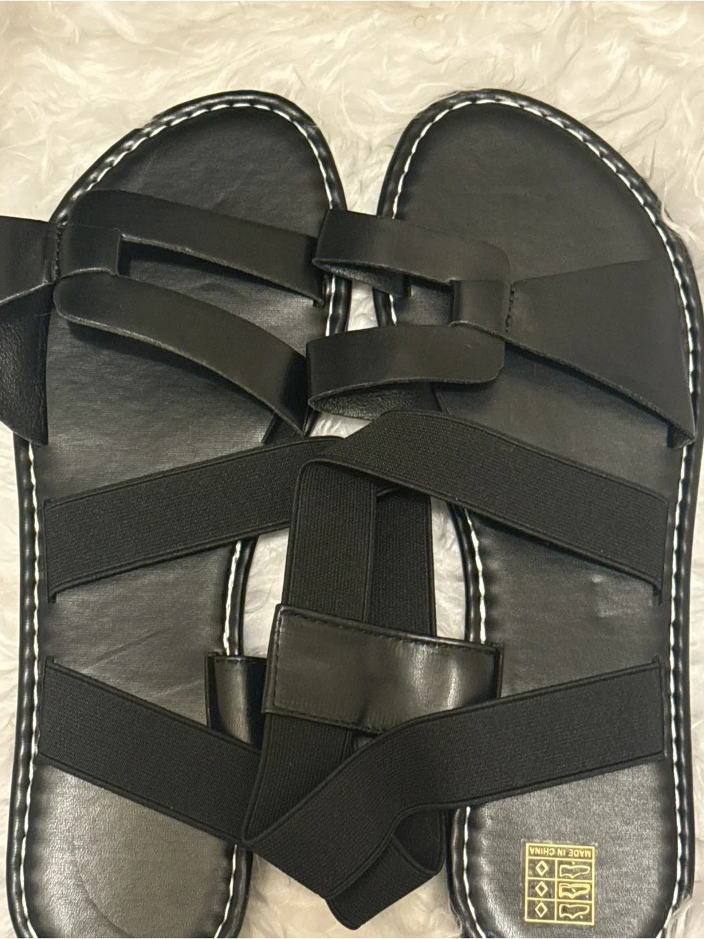 Men's Black Strappy Slide Sandals